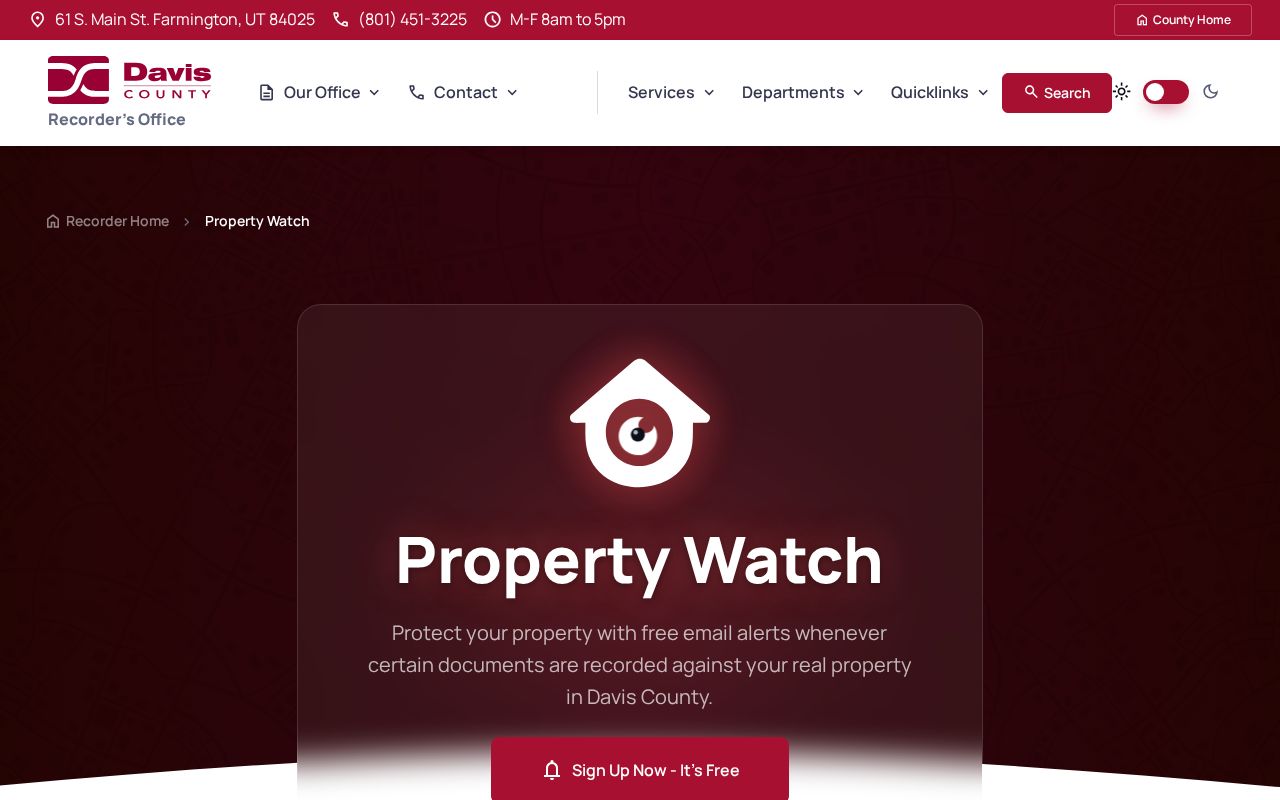 Clinton street directory reference showing Davis County Property Watch
