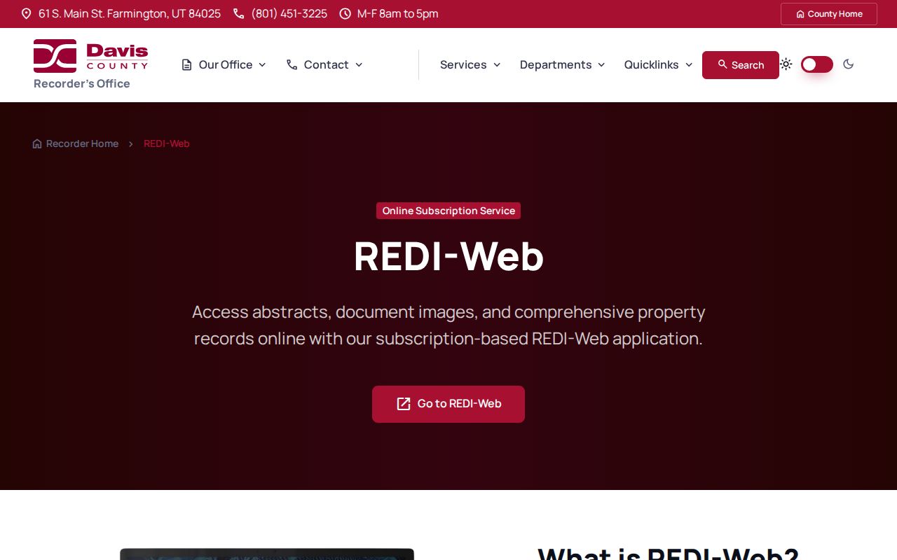 Clinton street directory view of Davis County REDI-Web deed records